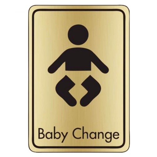 Brushed Gold Baby Change Toilet Signs Braccio.co.uk