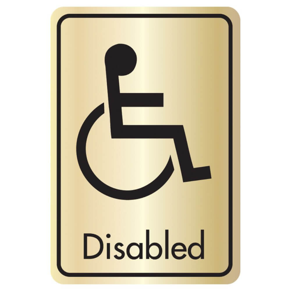 Brushed Gold Disabled Toilet Signs