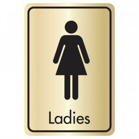Brushed Gold Ladies Toilet Printed Aluminium Signs