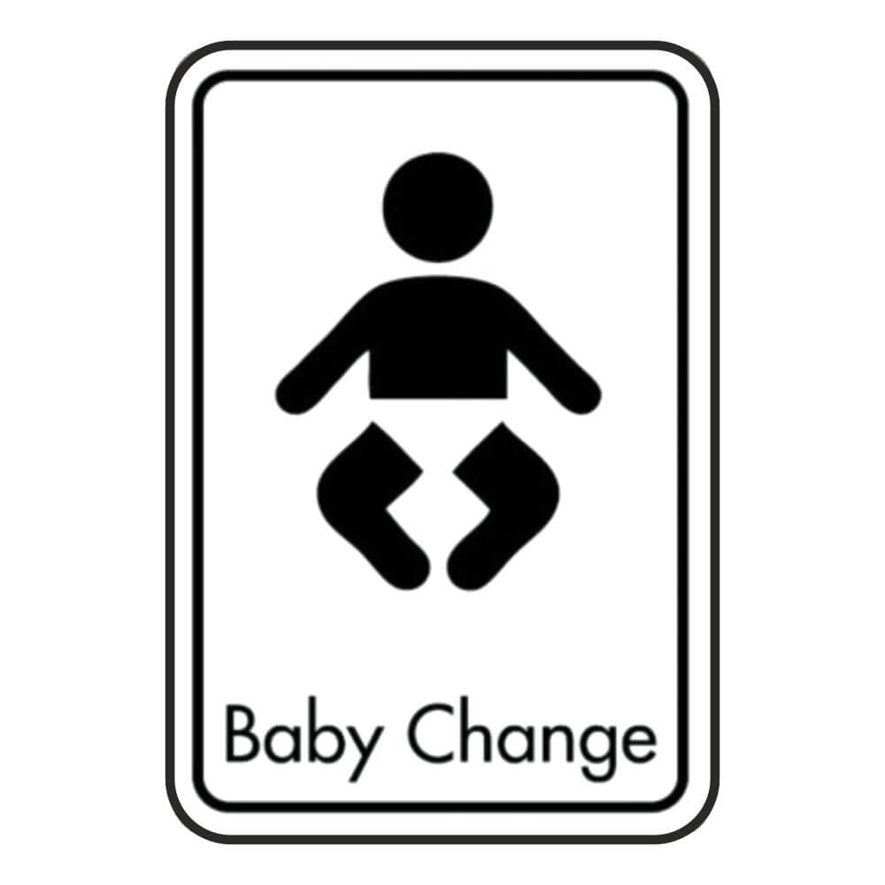 Black on White Baby Changing Toilets Signs