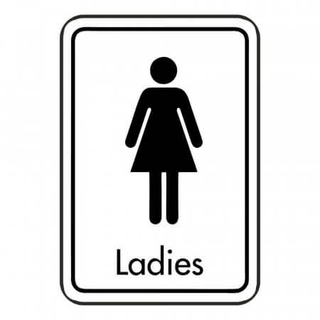 Black on White Ladies Toilets Signs