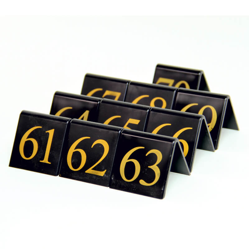 Tent Style Black Table Numbers 61-70