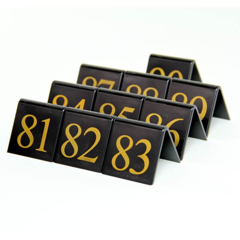 Tent Style Black Table Numbers 81-90