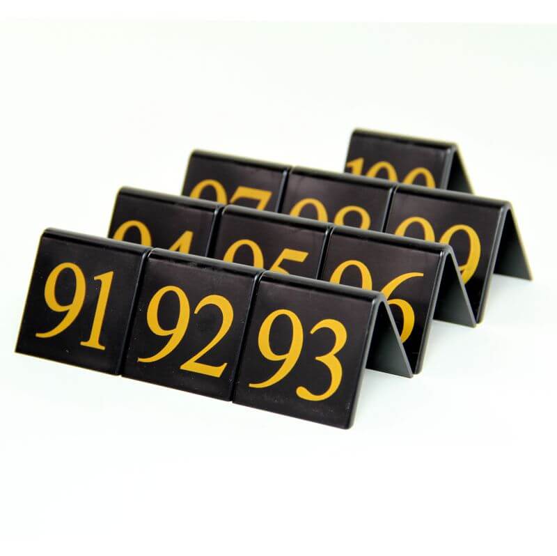 Tent Style Black Table Numbers 91-100