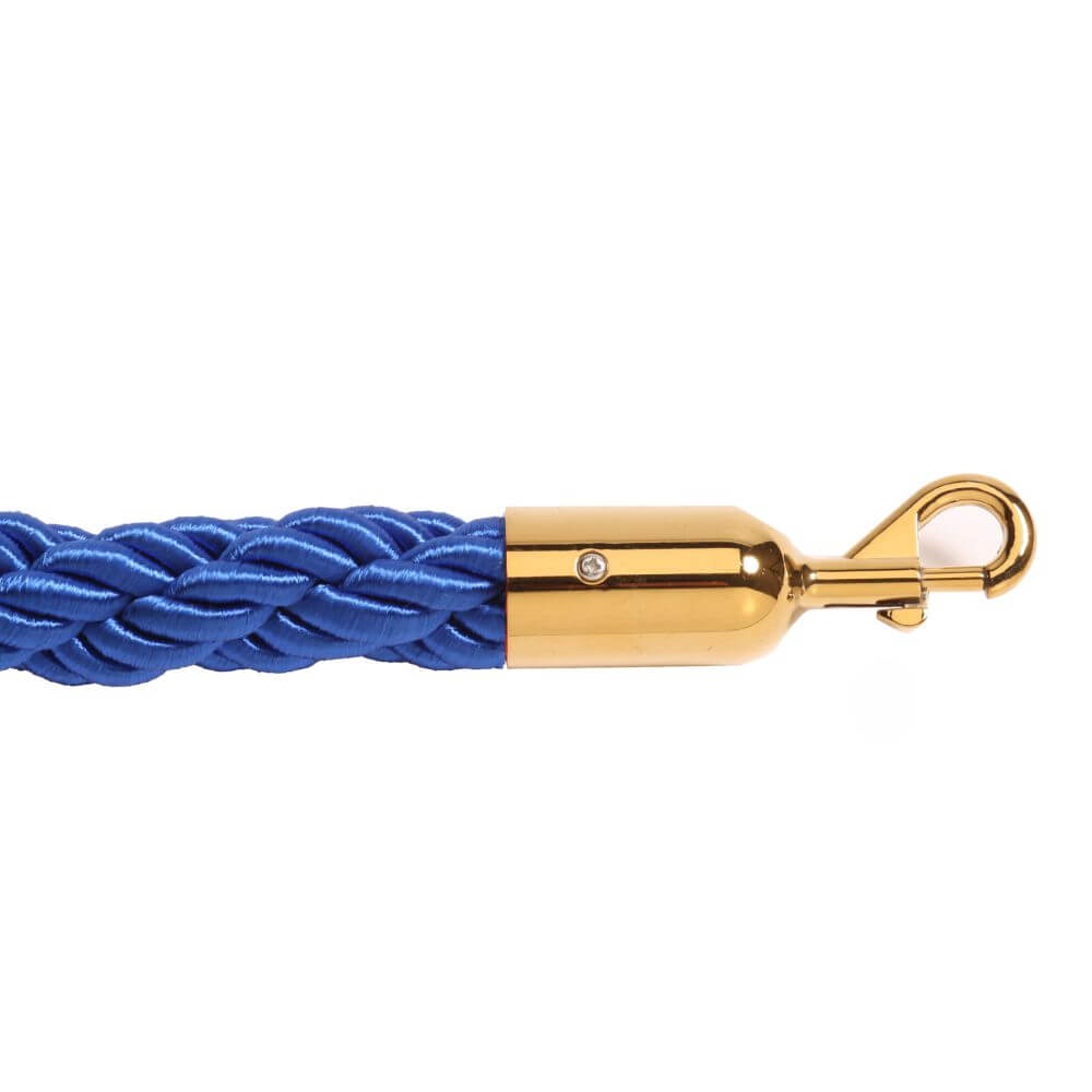 Blue Twisted 180cm and 240cm Barrier Rope with Gold Ends Braccio.co.uk