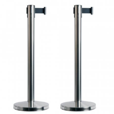 Economy Retractable Queuing Barrier - Polished Chrome - Pack of 2