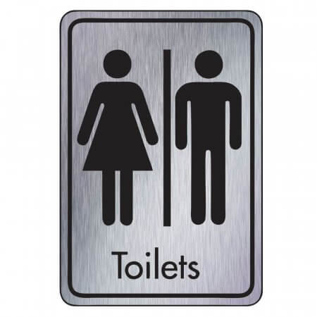 Brushed Silver Toilets Signs