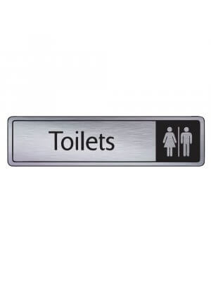 Brushed Silver Toilets Sign