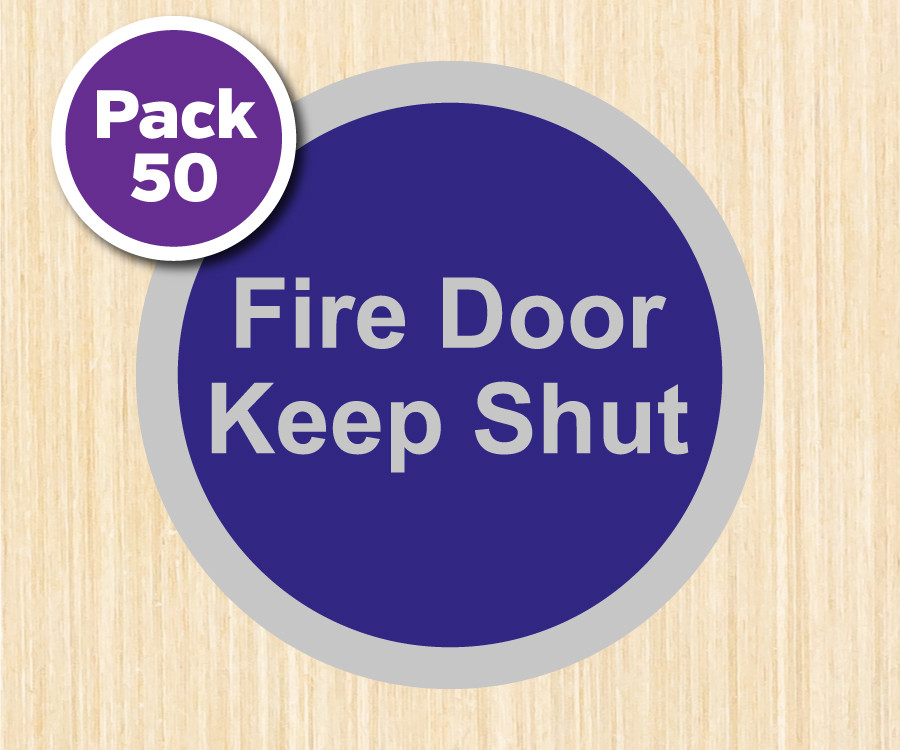 Fire Door Disc Signs - Fire Door Keep Shut - Pack of 50