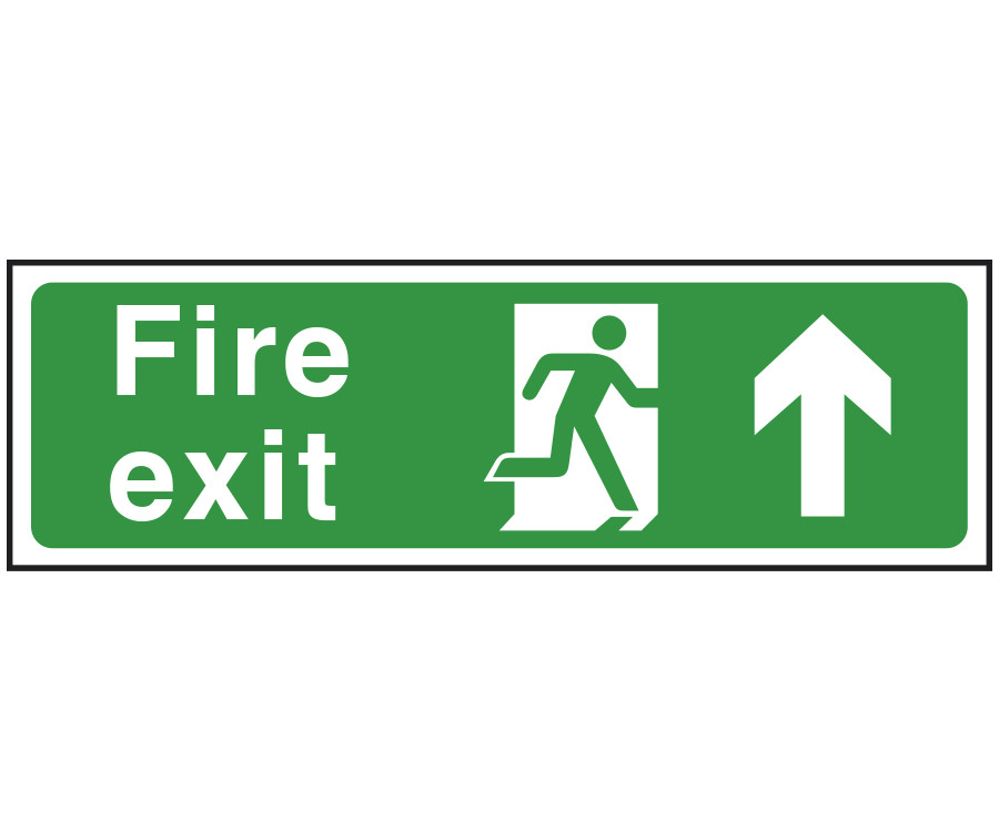 Semi-Rigid Plastic - Fire Exit Sign - Man with Up Arrow