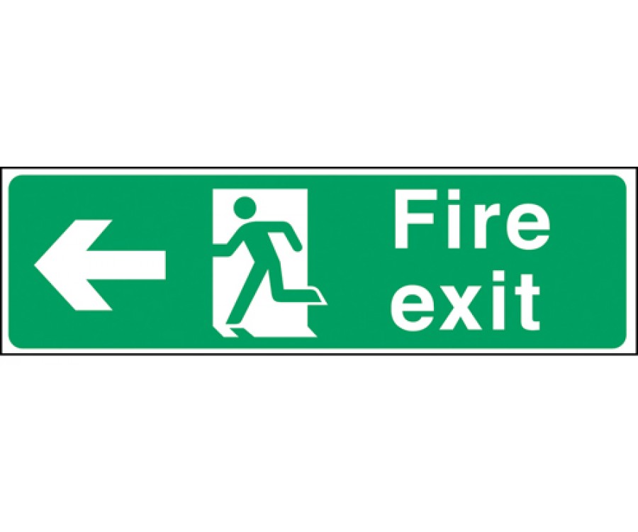 Self Adhesive - Fire Exit Sign - Man with Left Arrow
