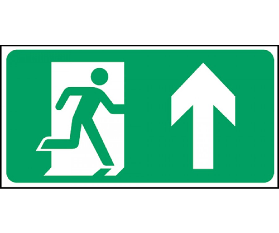 Semi-Rigid Plastic - Emergency Exit Sign - Man with Up Arrow