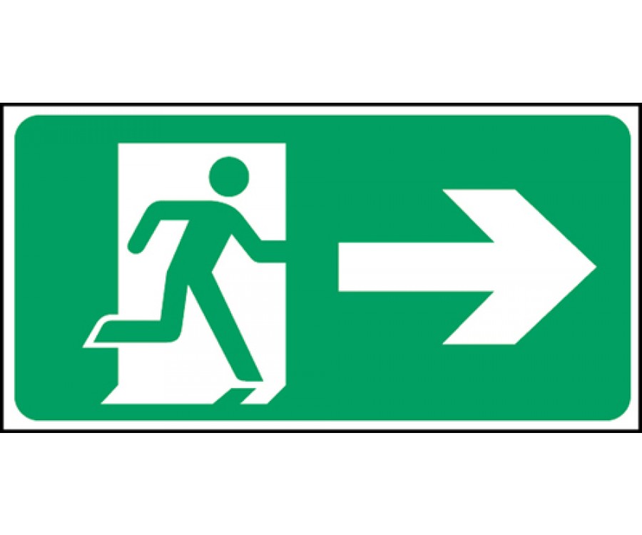 Semi-Rigid Plastic - Emergency Exit Sign - Man with Right Arrow