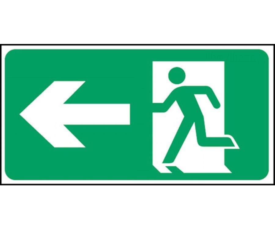 Emergency Exit Sign - Man with Left Arrow - Self Adhesive