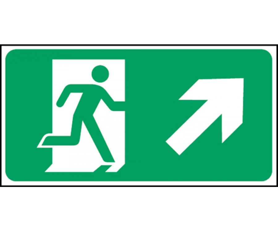 Semi-Rigid Plastic - Emergency Exit Sign - Man with Up Right Arrow