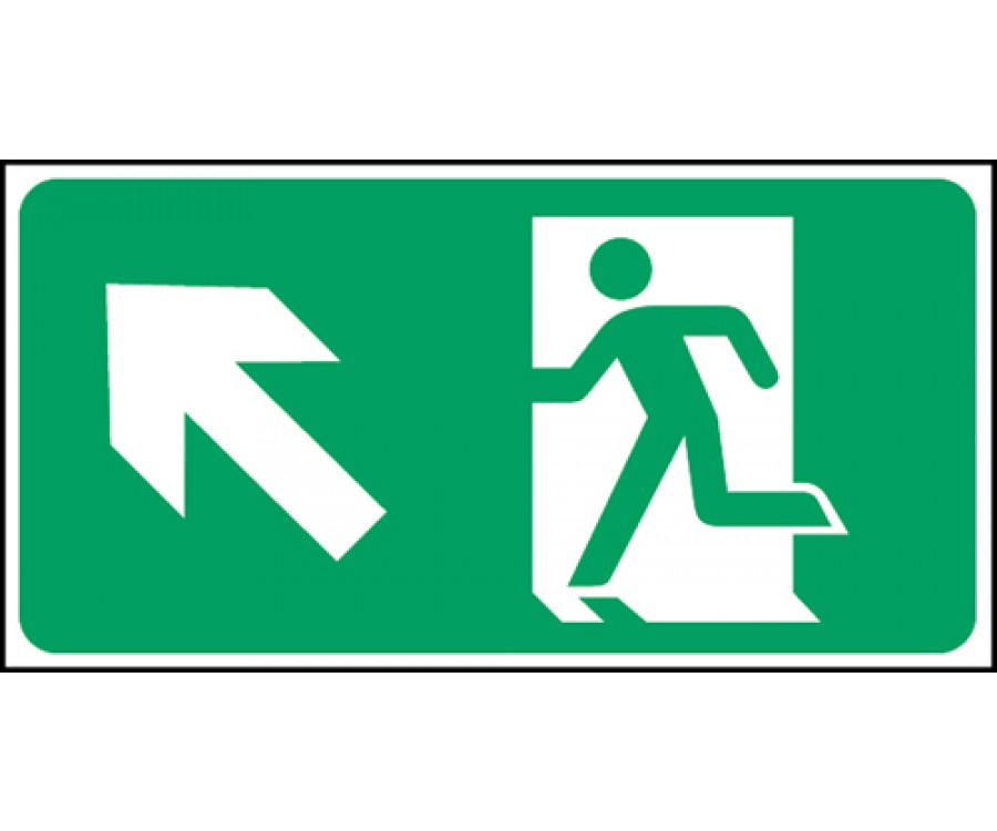 Self Adhesive - Emergency Exit Sign - Man with Up Left Arrow