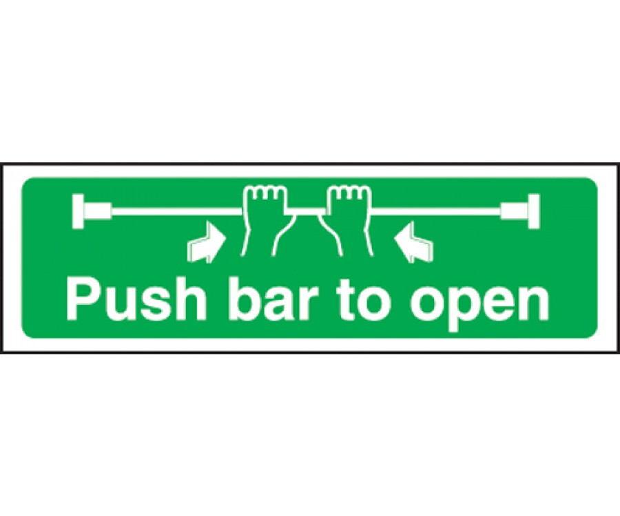 Photoluminescent - Push Bar To Open - Emergency Escape Sign