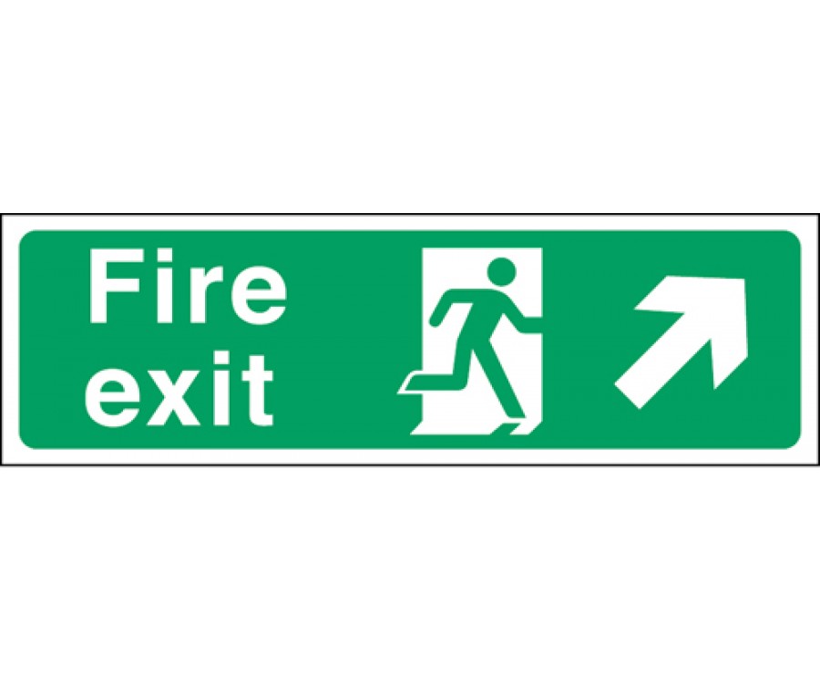 Semi-Rigid Plastic - Fire Exit Sign - Man with Up Right Arrow