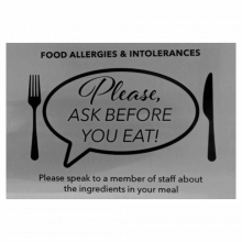 Please Ask Before You Eat Allergy Notice - A4 - Silver