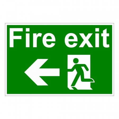 Fire Exit Sign - Exit to the Left with Arrow