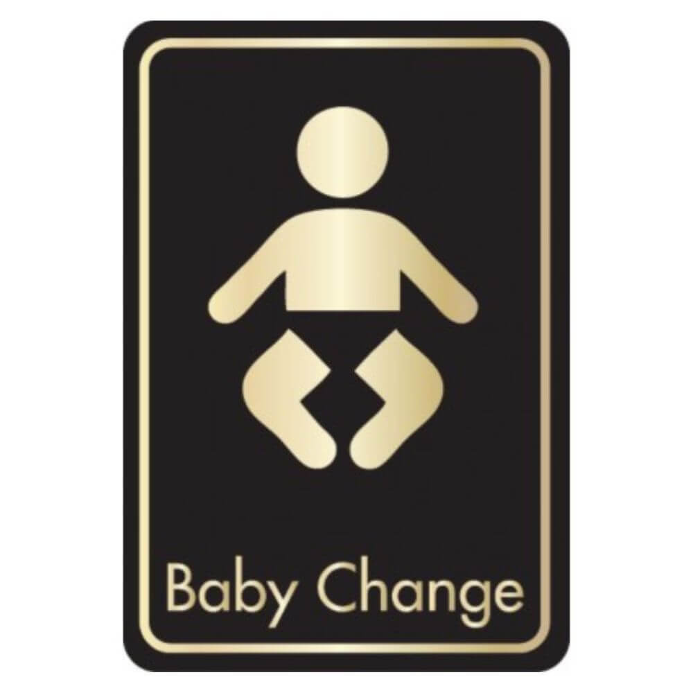 Black & Gold Gold Baby Change Toilet Signs Braccio.co.uk