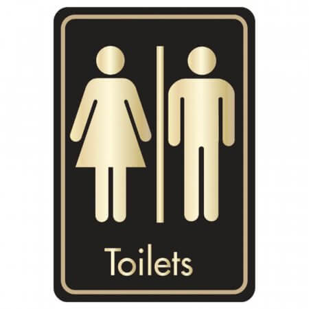 Black & Gold Toilets Printed Aluminium Signs