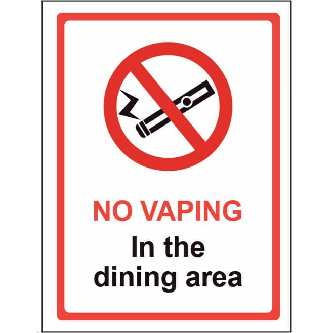Self Adhesive Vinyl - No Vaping in the Dining Area