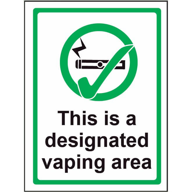 Designated Vaping Area Sign Self Adhesive Vinyl Braccio.co.uk