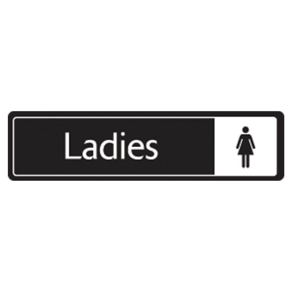 White on Black Aluminium Ladies Toilets Printed Aluminium Signs