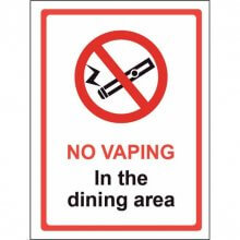 No Vaping in the Dining Area Sign