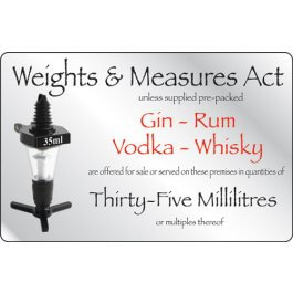 Weights & Measures Sign - 35ml