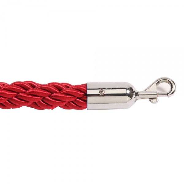 Black Twisted 180cm and 240cm Barrier Rope with Chrome Ends - Braccio.co.uk