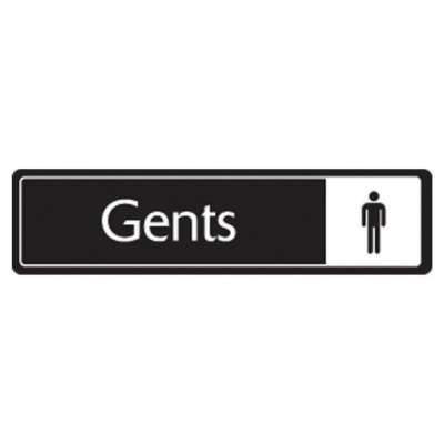White on Black Engraved Aluminium Gents Toilet Signs