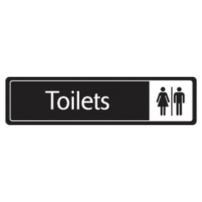 White on Black Engraved Aluminium Toilets Signs