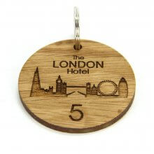 Chunky Key Fobs - Engraved Oak Veneer Wood